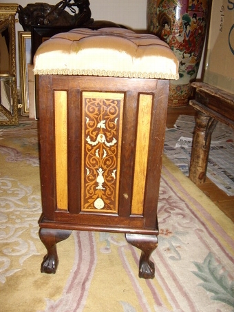 Antique INLAID PIANO / DRESSING TABLE STOOL WITH BALL & CLAW FEET C1890-1910