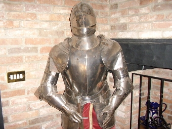 Antique A FULL SUIT OF  ANTIQUE ARMOUR WITH FULLY ARTICULATED JOINTS MOUNTED ON WOODEN FRAME & BASE STAND.