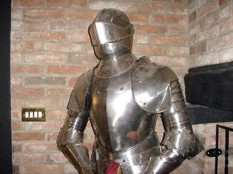 Antique A FULL SUIT OF  ANTIQUE ARMOUR WITH FULLY ARTICULATED JOINTS MOUNTED ON WOODEN FRAME & BASE STAND.