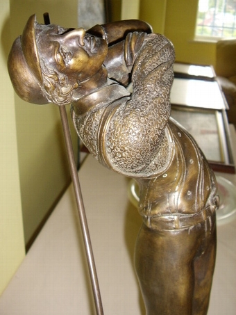 Antique BRONZE GOLFER IN FULL SWING C1920 
