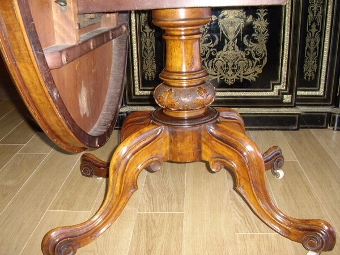 Antique BURR-WALNUT VENEERED LOO TILT-TOP OVAL DINING TABLE C1850 