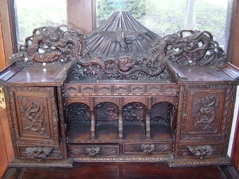 Antique CARVED ROSEWOOD CHINESE DRAGON DESK C1900. 