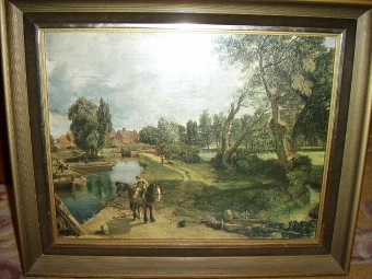 TEXTURED OILEOGRAPH ON BOARD OF FLATFORD MILL AFTER JOHN CONSTABLE 