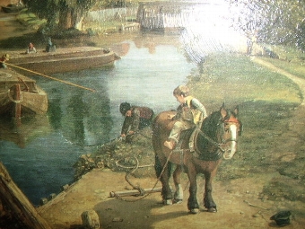 Antique TEXTURED OILEOGRAPH ON BOARD OF FLATFORD MILL AFTER JOHN CONSTABLE 