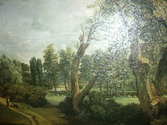 Antique TEXTURED OILEOGRAPH ON BOARD OF FLATFORD MILL AFTER JOHN CONSTABLE 