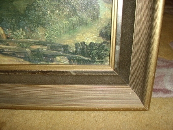 Antique TEXTURED OILEOGRAPH ON BOARD OF FLATFORD MILL AFTER JOHN CONSTABLE 