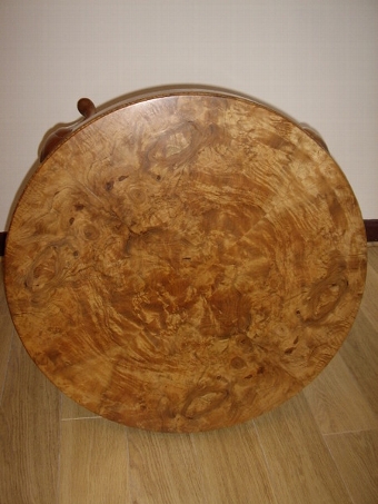 Antique BURR WALNUT ART DECO DRUM TABLE / HAND CRAFTED & VENEERED.  