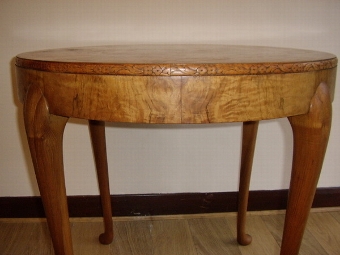 Antique BURR WALNUT ART DECO DRUM TABLE / HAND CRAFTED & VENEERED.  