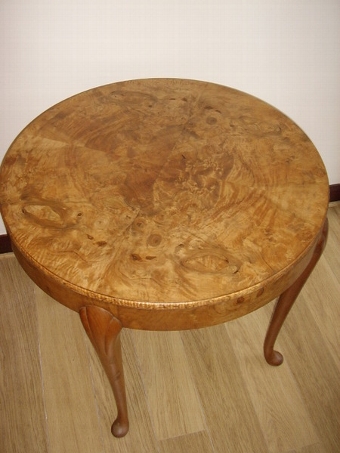 Antique BURR WALNUT ART DECO DRUM TABLE / HAND CRAFTED & VENEERED.  