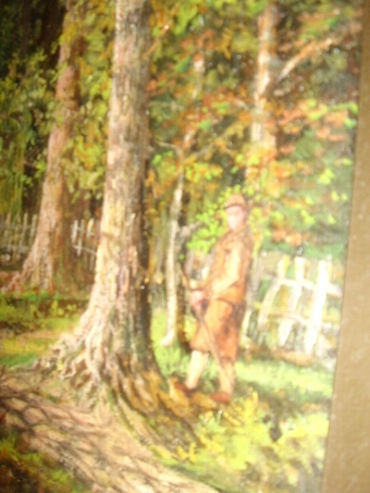 Antique A FINE OIL ON CANVAS OF GAMEKEEPER GOING SHOOTING SIGNED BY LISTED ARTIST J.C.HUTCHINSON C1934 