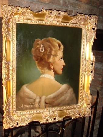 OIL PORTRAIT OF A LADY TITLED ALEXANDRINE BY ARTIST VICTORIA SWAIN 