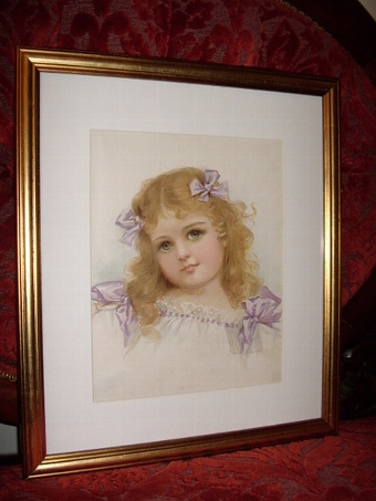 EARLY ORIGINAL PRINT OF YOUNG GIRL BY CHILDRENS ILLUSTRATOR FRANCES BRUNDAGE C1854-1937  15.5 INC...