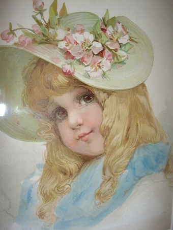 Antique EARLY ORIGINAL PRINT OF YOUNG GIRL BY CHILDRENS ILLUSTRATOR FRANCES BRUNDAGE C1854-1937  15.5 INCHES X 13.5 INCHES REFRAMED  