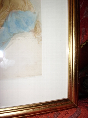 Antique EARLY ORIGINAL PRINT OF YOUNG GIRL BY CHILDRENS ILLUSTRATOR FRANCES BRUNDAGE C1854-1937  15.5 INCHES X 13.5 INCHES REFRAMED  