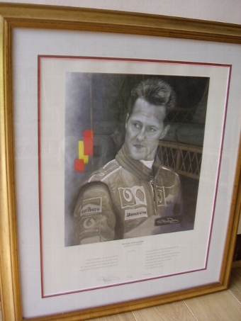 Antique MICHAEL SCHUMACHER LITHOGRAPH BY STEPHEN DOIG  