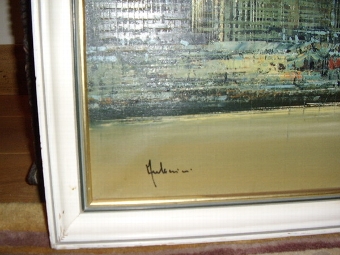 Antique NEW YORK OIL ON CANVAS 