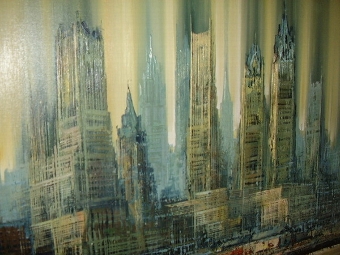 Antique NEW YORK OIL ON CANVAS 
