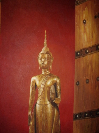 Antique CHINESE GODDESS OIL PAINTING 53 X 42 INCHES & RECENTLY REFRAMED 