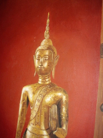 Antique CHINESE GODDESS OIL PAINTING 53 X 42 INCHES & RECENTLY REFRAMED 