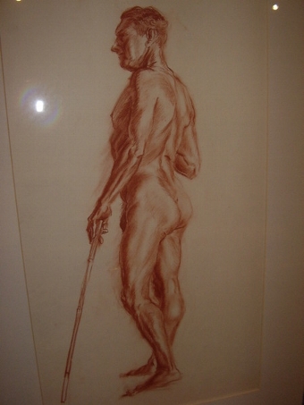 Antique PASTEL STUDY OF MALE FORM BY CLODAYL SPARROW C1950