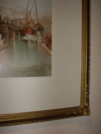 Antique VENICE CHROMO-LITHOGRAPH BY RAPHAEL TUCK C1850-80 GRAND CANAL & BRIDGE OF SIGHS AFTER J.M.W.TURNER R.A. IN SOUTH KENSINGTON MUSEUM LONDON 30 X 24 INS.