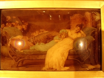 Antique VICTORIAN CHRYSTOLEON IN ORNATE GILT & PLASTER FRAME C1840-50 