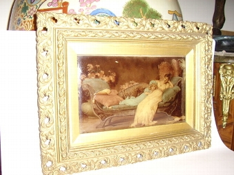 Antique VICTORIAN CHRYSTOLEON IN ORNATE GILT & PLASTER FRAME C1840-50 