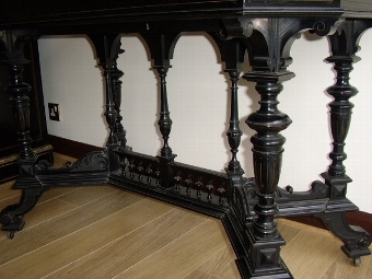 Antique VICTORIAN EBONISED PUGIN STYLE SIDE TABLE
