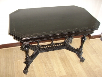 Antique VICTORIAN EBONISED PUGIN STYLE SIDE TABLE