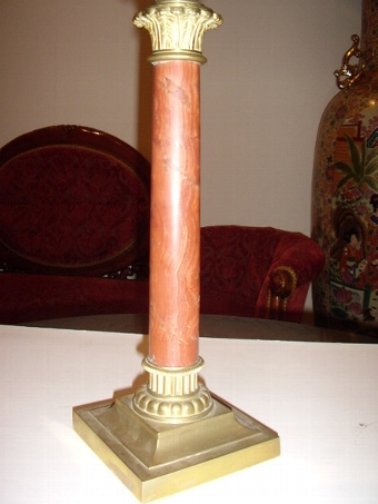 Antique VICTORIAN OIL LAMP WITH CUT GLASS BOWL & MARBLE AND BRASS STEM C1880-90 