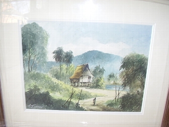 Antique WATERCOLOUR BY A.J.RAHMAN C1958-60 