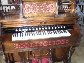Antique VICTORIAN WALNUT PEDAL ORGAN C 1880 