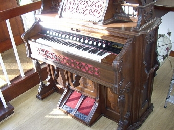 Antique VICTORIAN WALNUT PEDAL ORGAN C 1880 