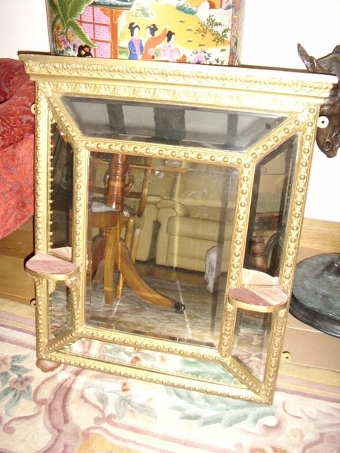 VICTORIAN CUSHION MIRROR WITH SHELVES