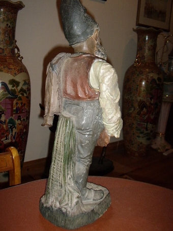 Antique VICTORIAN LEPRECHAUN TERRACOTTA GNOME SMOKING PIPE 27 INCHES HIGH