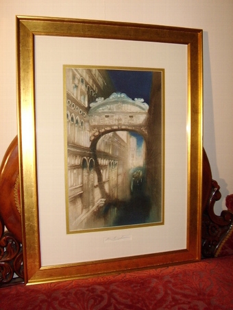 BRIDGE OF SIGH'S PROOF HAND COLOURED ETCHING SIGNED BY ARTIST C1870  32 X 24 INCHES