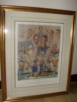 Antique LITHOGRAPH OF SIR STEVEN REDGRAVE & MATHEW PINSENT CBE BY STEPHEN DOIG. 