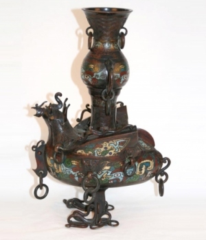 Unusual Antique Chinese Cloisonne Dragon vase