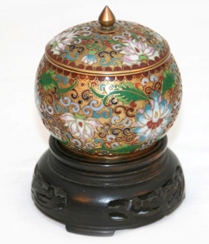 A Chinese Cloisonne Gilt Metal And Enamel Lidded Bowl
