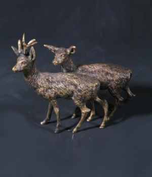 19th Century Viennese Bronze Of A Pair Of Deer