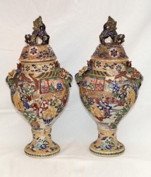 A Pair Of Chinese Decorative Satsuma Vases