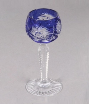 Single Cut Glass Blue Liqueur Glass
