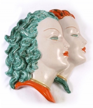 A Goldscheider Art Deco Wall Mask Stamped Austria