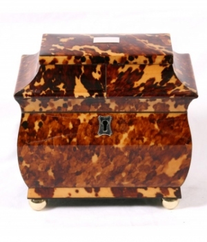 Regency Tortoise Shell And Ivory Double Tea Caddy