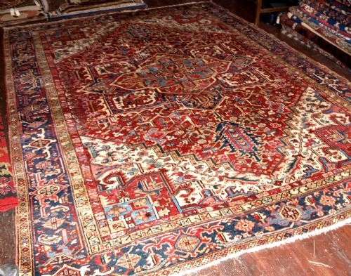 ANTIQUE PERSIAN HERIZ CARPET GREAT DESIGN & COLOUR 1900