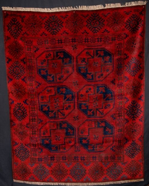 ANTIQUE AFGHAN RUG, GREAT DESIGN, SQUARE SIZE, CIRCA 1900/20