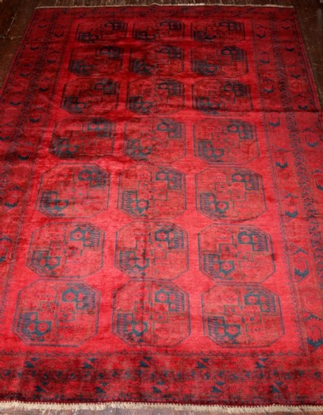 OLD AFGHAN VILLAGE RUG, SUPERB CONDITION, GREAT RED