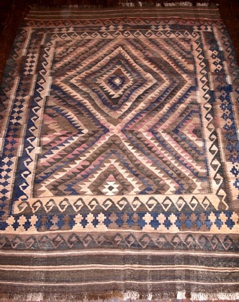 OLD AFGHAN KILIM, LARGE SIZE, EARTH COLOURS, 20 YEARS OLD