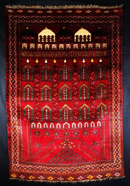 OLD AFGHAN MOSQUE PRAYER RUG, EXCELLENT CONDITION