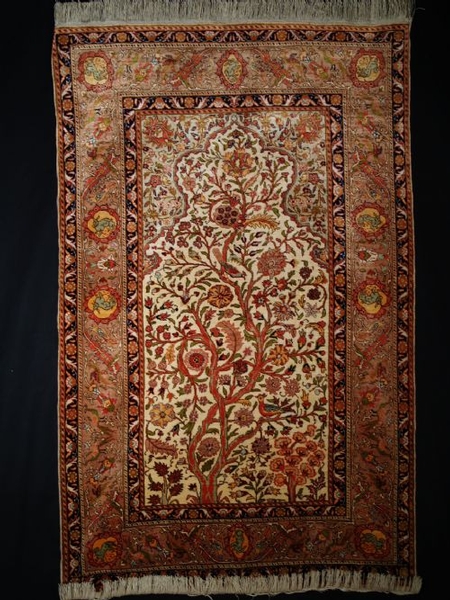 OLD TURKISH KAYSERI SILK RUG, EXCELLENT CONDITION.